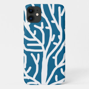 Capa Para iPhone 11 Coral branco sobre a vida aquática azul