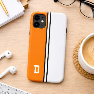 Capa Para iPhone 11 Cores da faculdade laranja e branco
