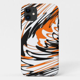Capa Para iPhone 11 Cores de Bengala Laranja e Linhas Pretas