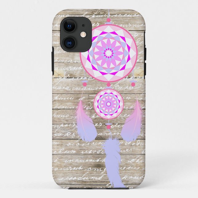 Capa Para iPhone 11 Cores Pastel de madeira femininos de Dreamcatcher (Verso)