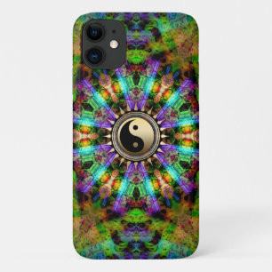 Capa Para iPhone 11 Cores psicodélicas Douradas YinYang iPhone4 Case