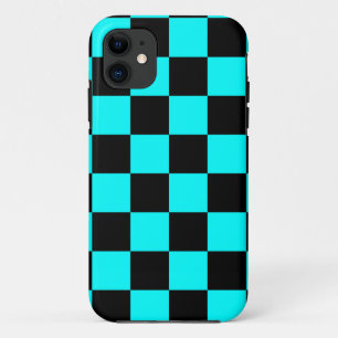 Capa Para iPhone 11 Corey Tiger 80s Neon Xadrez (Azul Aqua Teal)