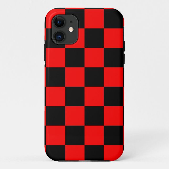 Capa Para iPhone 11 Corey Tiger 80s Neon Xadrez (Vermelho) (Verso)