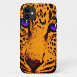 Capa Para iPhone 11 Corey Tiger Anos 80 Neon Rosto de Leopardo (Verde)