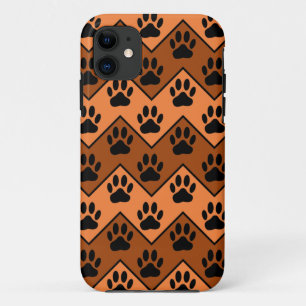 Capa Para iPhone 11 Corredor Laranja E Castanho Com Padrão De Pata De 