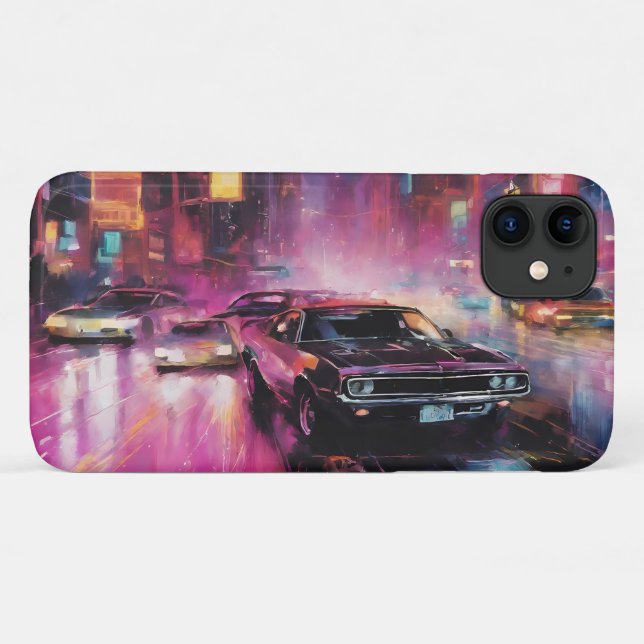 Capa Para iPhone 11 Corrida noturna em Vibrant City (Verso (horizontal))