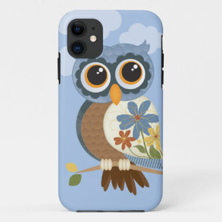 Capa Para iPhone 11 Coruja com flores do vintage