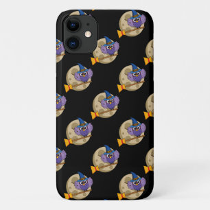 Capa Para iPhone 11 Coruja do Cartoon Voando no Padrão de Broom