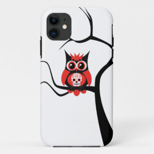 Capa Para iPhone 11 Coruja vermelha do crânio do açúcar no caso do