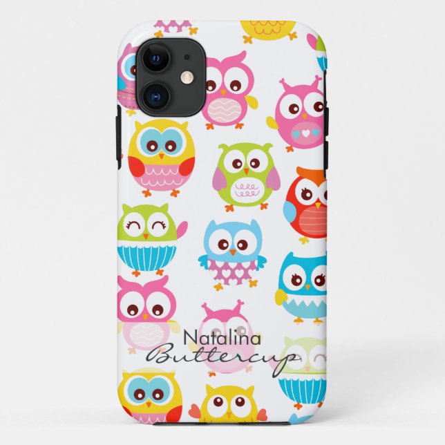 Capa Para iPhone 11 Corujas bonitos de Litte personalizadas (Verso)