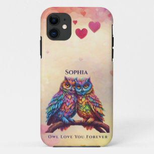 Capa Para iPhone 11 Corujas Coloridas-Pássaros Adoráveis-Dia de os nam