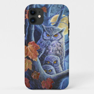 Capa Para iPhone 11 Corujas da lua cheia