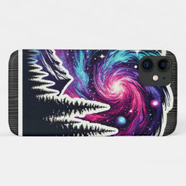Capa Para iPhone 11 Cosmic Forest: Galaxy Meets Nature