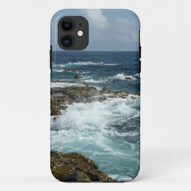 Capa Para iPhone 11 Costa Rocky de Aruba e Oceano Azul (Verso)