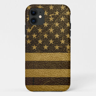 Capa Para iPhone 11 Couro #3 do vintage da bandeira americana