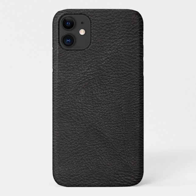 Capa Para iPhone 11 Couro na moda Preto Com Textura (Verso)