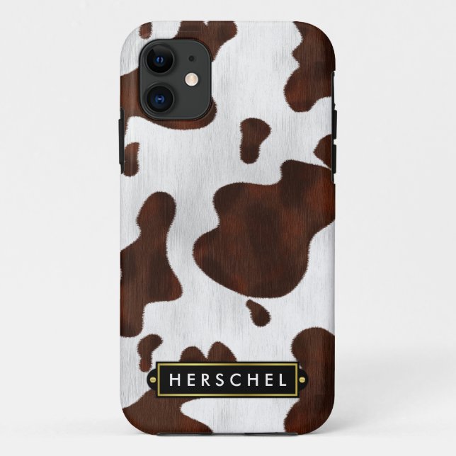 Capa Para iPhone 11 Couro ocidental do falso do couro manchado (Verso)