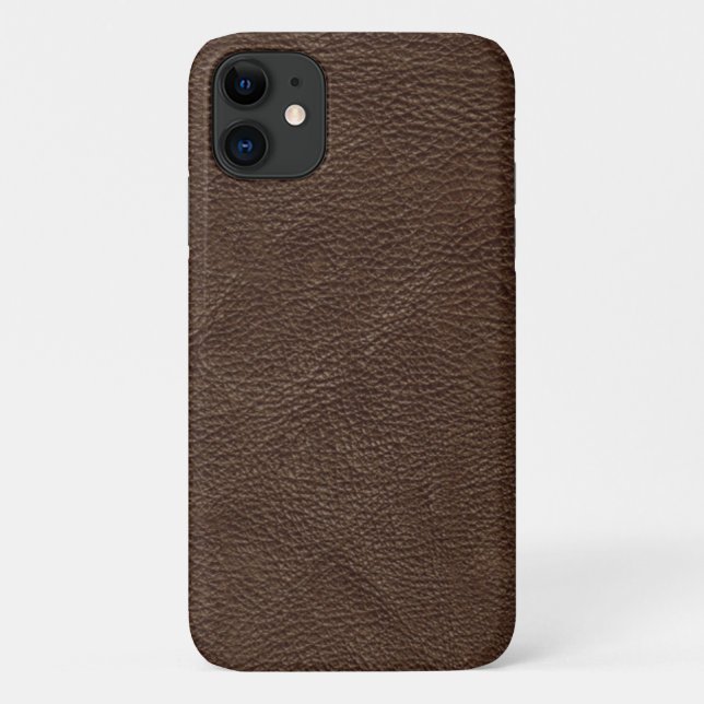 Capa Para iPhone 11 Couro Texturizado Castanho (Verso)