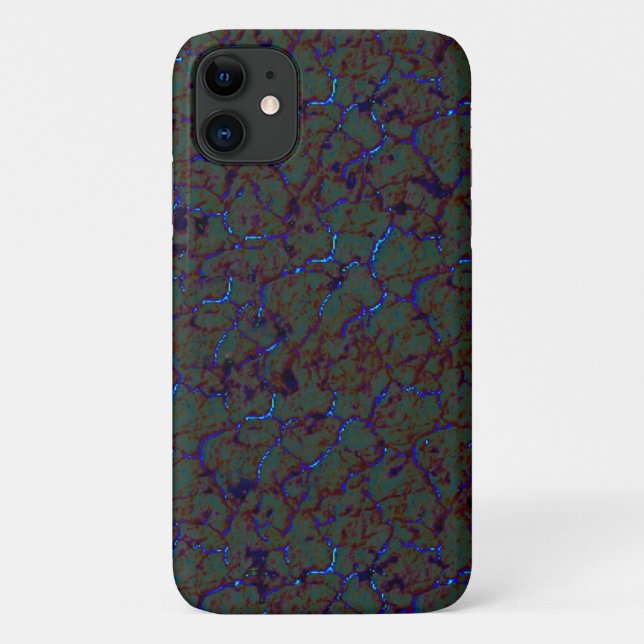 Capa Para iPhone 11 Crack verde enferrujado com derrames azuis (Verso)
