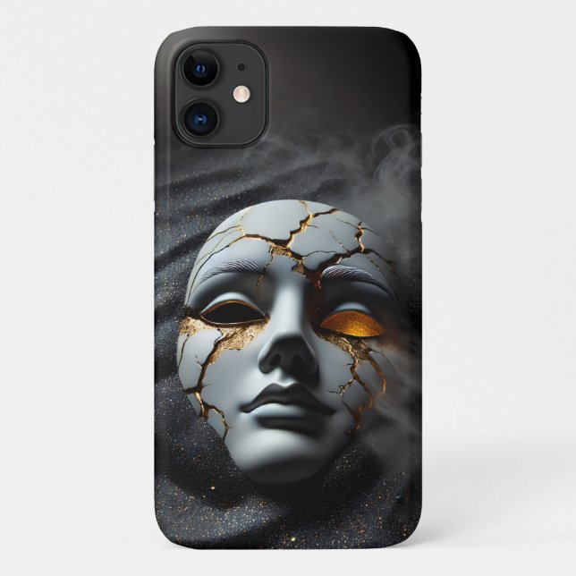 Capa Para iPhone 11 Cracked Porcelain Mask Dark Luxury iPhone 11 Case (Verso)
