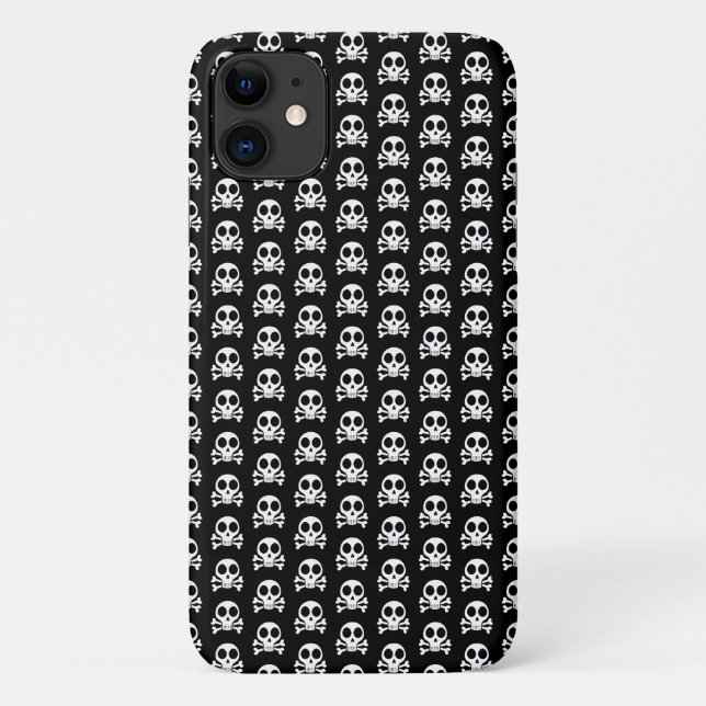 Capa Para iPhone 11 crânio assustador sobre fundo negro (Verso)