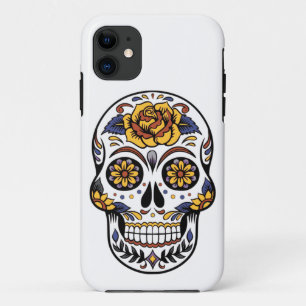 Capa Para iPhone 11 Crânio de Rosa Amarelo