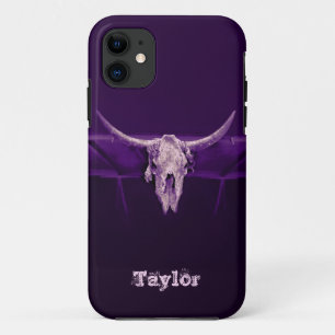 Capa Para iPhone 11 Crânio de Touro Ocidental Roxo Antigo Russo