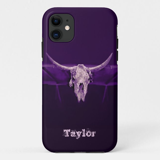 Capa Para iPhone 11 Crânio de Touro Ocidental Roxo Antigo Russo (Verso)