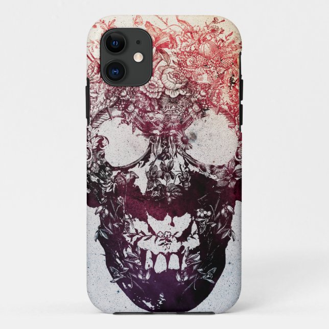 Capa Para iPhone 11 Crânio floral (Verso)
