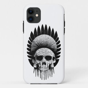 Capa Para iPhone 11 Crânio Índio Negro E Branco
