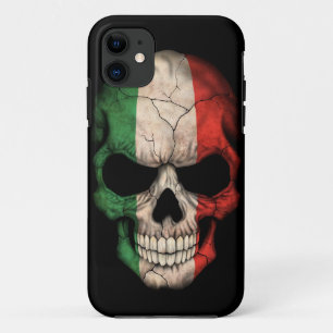 Capa Para iPhone 11 Crânio italiano da bandeira no preto