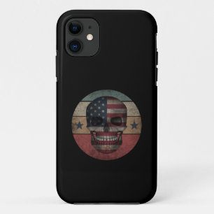 CAPA PARA iPhone 11 CRÂNIO PRESENTE PATRIÓTICO BANDEIRA AMERICANA