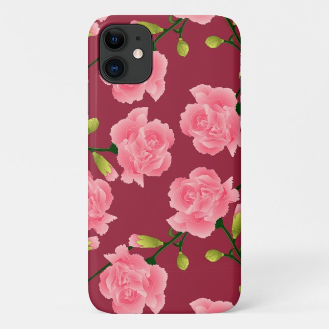 Capa Para iPhone 11 Cravo cor-de-rosa impressionante (Verso)