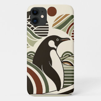 Capa Para iPhone 11 Cream Olive Green Maroon Penguin Ondas Na Arte Dec