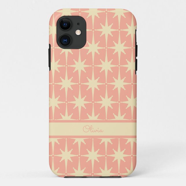 Capa Para iPhone 11 Creme de Blush de Padrão de Estrela Atômica do 50  (Verso)