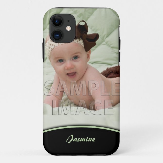 Capa Para iPhone 11 Crie seu próprio iPhone5 de borda verde de foto (Verso)
