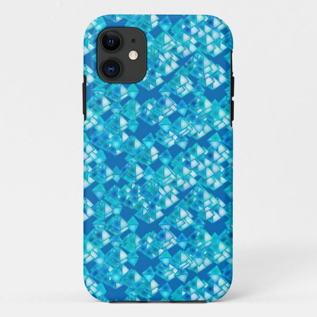 Capa Para iPhone 11 Cristais de pirâmide, turquesa e azul (Verso)