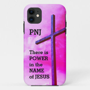 Capa Para iPhone 11 cristão PODER EM NOME DE JESUS Cor de Rosa