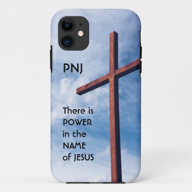 Capa Para iPhone 11 cristão | PODER EM NOME DO JESUS | Azul (Verso)