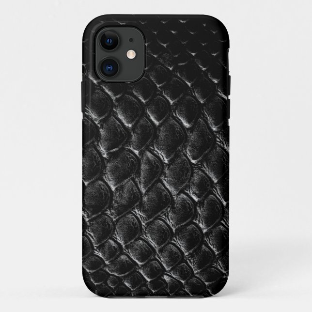 Capa Para iPhone 11 Crocodilo Preto Moderno (Verso)