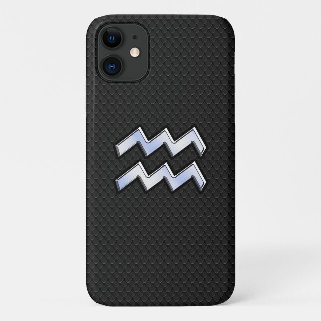 Capa Para iPhone 11 Cromo como Aquarius Zodiac na Pele Cobra (Verso)