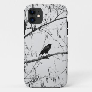 Capa Para iPhone 11 Crow em uma Árvore de Birch