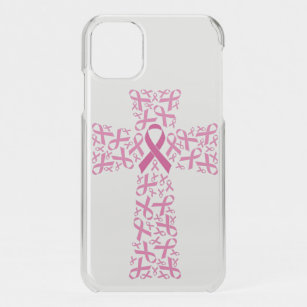 Capa Para iPhone 11 Cruz de Fita Rosa de Consciência do Cancer da Mama