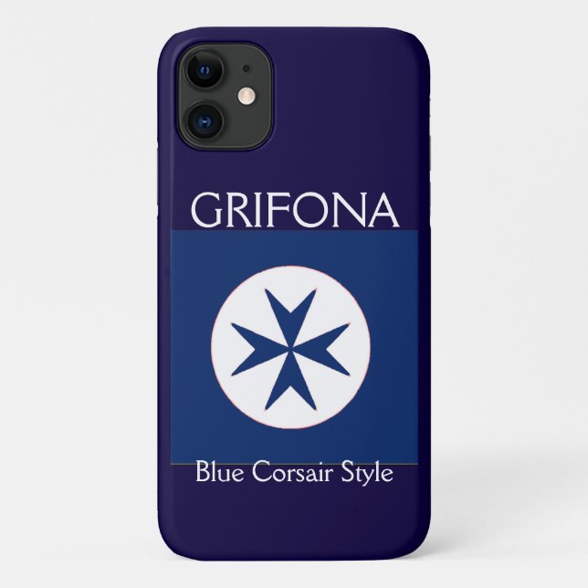 Capa Para iPhone 11 cruz de octógono BLUE CORSAIR STYLE (Verso)