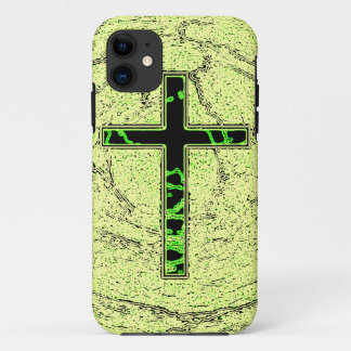 CAPA PARA iPhone 11 CRUZ NEGRA E VERDE COM FUNDO MARÁVEL