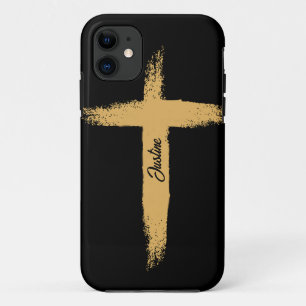 Capa Para iPhone 11 Cruz Religiosa de Ouro