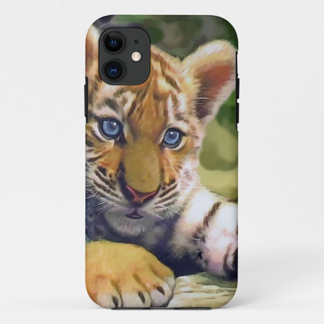 Capa Para iPhone 11 Cubo-Tigre da natureza (Verso)