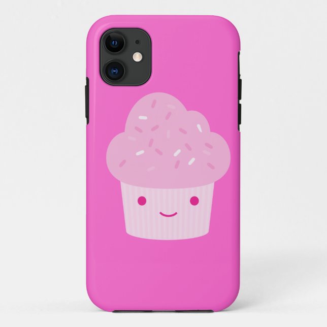 Capa Para iPhone 11 Cupcake rosa Kawaii (Verso)