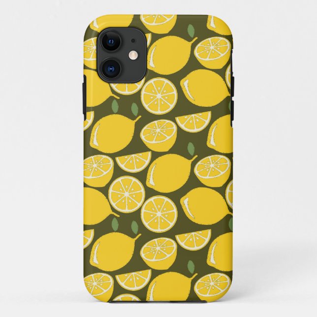 Capa Para iPhone 11 Curta Diversão Moderna de Lemon Yellow (Verso)