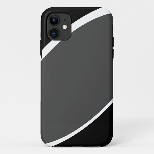 Capa Para iPhone 11 Curvas Brancas de Cinzas Profundas Modernas - Fund (Verso)